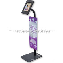 Iron Custom Design Pop Anti-Theft Adjustable Android Tablet Kiosk Pos Floor Display Stand With Lock